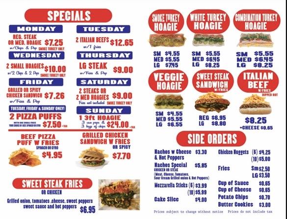 The Hoagie Place #2 Menu image 1